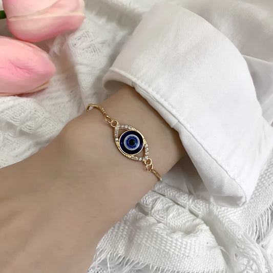 Gold Plated Evil Eye Bracelet - Lucky Charm Bracelet