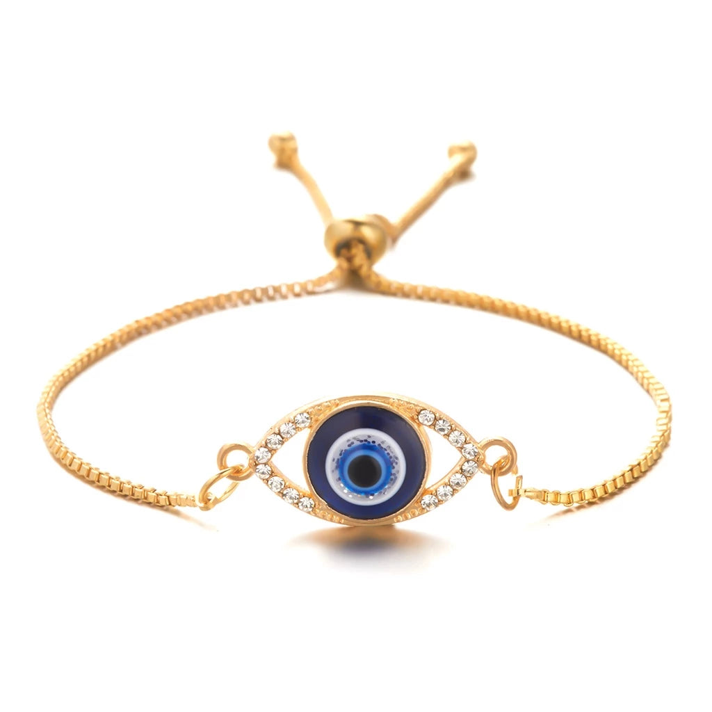 Gold Plated Evil Eye Bracelet - Lucky Charm Bracelet